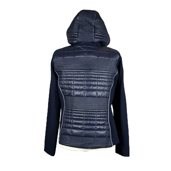 Women's Navy Athleisure Hooded Jacket Size 6 I'CONA Zip Up Sporty Comfy NWT - Picture 6 of 16